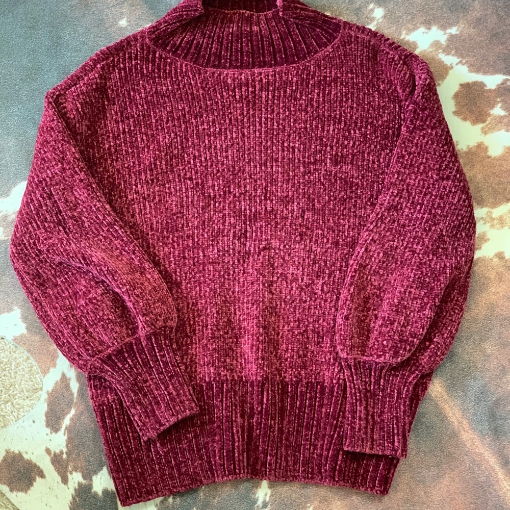 Cynthia Rowley Maroon Cowl Neck Sweater